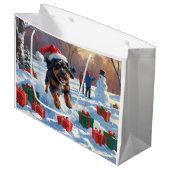 Grand Sac Cadeau Scène de Noël des Bouviers des Flandres (Devant Angle)