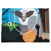 Grand Sac Cadeau Scène d'Halloween (Devant)