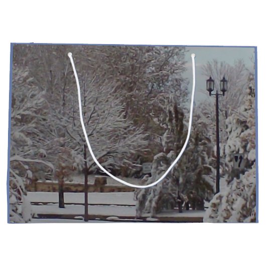 Grand Sac Cadeau Scène d'hiver (Dos)