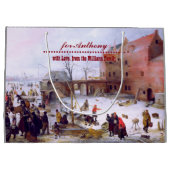 Grand Sac Cadeau Scène d'hiver Art de Noël (Dos)