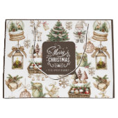 Grand Sac Cadeau Scène d'hiver de charme personnalisée (Devant)