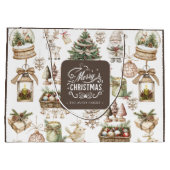 Grand Sac Cadeau Scène d'hiver de charme personnalisée (Dos)