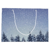 Grand Sac Cadeau Scène gelée de forêt d'hiver de neige (Dos)