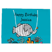 Grand Sac Cadeau Scène mignonne de poissons d'éléphant avec le (Dos)