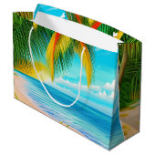 Grand Sac Cadeau Scène Tropical Beach Palm Tree (Dos Angle)