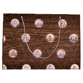 Grand Sac Cadeau Scènes de Noël roses (Dos)