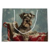 Grand Sac Cadeau Schnauzer Chien Festif de Noël (Devant)