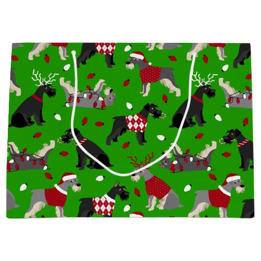 Grand sac cadeau Schnauzer de Noël (Devant)