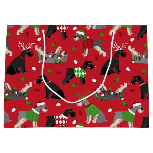 Grand sac cadeau Schnauzer de Noël (Devant)