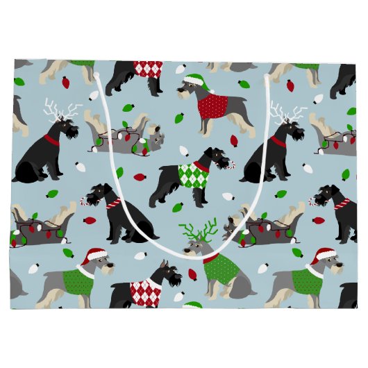 Grand Sac Cadeau Schnauzer de Noël (Dos)