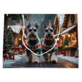 Grand Sac Cadeau Schnauzer Dogs Christmas Snow Holiday (Devant)