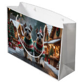Grand Sac Cadeau Schnauzer Dogs Christmas Snow Holiday (Dos Angle)