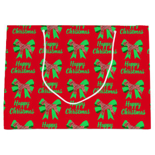 Grand Sac Cadeau Schnauzer Silhouette Chien de Noël Rouge et Bow Ve