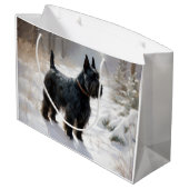 Grand Sac Cadeau Scottish Terrier Laisser Il Neige Noël (Dos Angle)