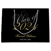 Grand Sac Cadeau Script Black Gold Classe de 2024 Graduation (Devant)