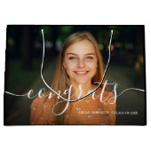 Grand Sac Cadeau Script Congrats Graduation Photo personnalisée (Devant)