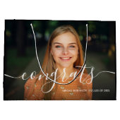 Grand Sac Cadeau Script Congrats Graduation Photo personnalisée (Dos)
