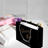 Grand Sac Cadeau Script de nom d'or noir 21e anniversaire