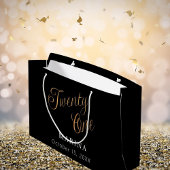 Grand Sac Cadeau Script de nom d'or noir 21e anniversaire