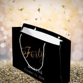 Grand Sac Cadeau Script de nom d'or noir 40e anniversaire