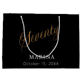 Grand Sac Cadeau Script de nom d'or noir 70e anniversaire (Dos)