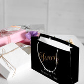 Grand Sac Cadeau Script de nom d'or noir 70e anniversaire
