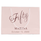 Grand Sac Cadeau Script de nom d'or rose 50e anniversaire (Dos)