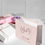 Grand Sac Cadeau Script de nom d'or rose 60e anniversaire
