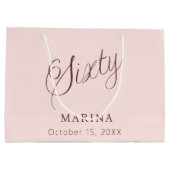 Grand Sac Cadeau Script de nom d'or rose 60e anniversaire (Dos)