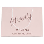 Grand Sac Cadeau Script de nom d'or rose 70e anniversaire (Devant)