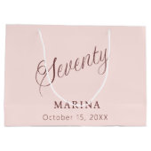 Grand Sac Cadeau Script de nom d'or rose 70e anniversaire (Dos)