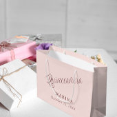 Grand Sac Cadeau Script de nom d'or rose Quinceanera
