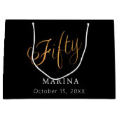 Grand Sac Cadeau Script de nom en or noir 50e anniversaire (Devant)