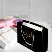 Grand Sac Cadeau Script de nom en or noir 60e anniversaire
