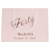 Grand Sac Cadeau Script de nom or rose 40e anniversaire (Devant)
