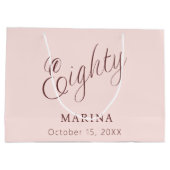 Grand Sac Cadeau Script de nom or rose 80e anniversaire (Dos)
