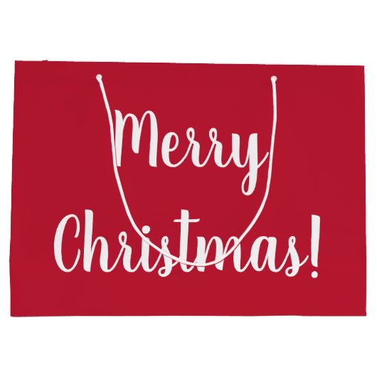 Grand Sac Cadeau Script de typographie de Noël Joyeux Rouge (Dos)
