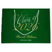 Grand Sac Cadeau Script Green Gold Classe de 2024 Graduation (Devant)