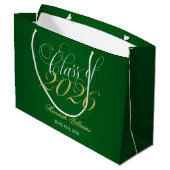 Grand Sac Cadeau Script Green Gold Classe de 2024 Graduation (Dos Angle)
