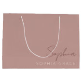 Grand Sac Cadeau Script manuscrit moderne personnalisé Rose poussié (Dos)