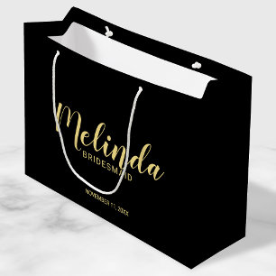 Grand Sac Cadeau Script moderne Black&Gold Accueil Bridesmaitres