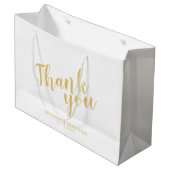 Grand Sac Cadeau Script moderne Blanc et Gold Wedding Favor (Devant Angle)