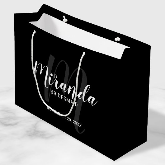 Grand Sac Cadeau Script moderne, Bridesmaitres personnalisées Noir