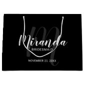 Grand Sac Cadeau Script moderne, Bridesmaitres personnalisées Noir (Devant)