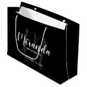Grand Sac Cadeau Script moderne, Bridesmaitres personnalisées Noir (Devant Angle)