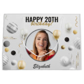 Grand Sac Cadeau Script moderne Joyeux anniversaire personnalisé ca (Devant)