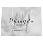 Grand Sac Cadeau Script moderne Marbre blanc de servante d'accueil  (Devant)