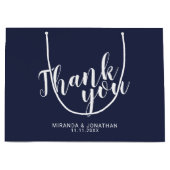 Grand Sac Cadeau Script moderne Marine Blue Wedding Favoriser (Devant)