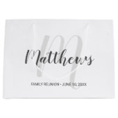 Grand Sac Cadeau Script moderne Monogramme personnalisé et nom de f (Devant)