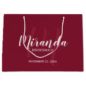 Grand Sac Cadeau Script moderne Porte-mère personnalisée Rouge Bour (Devant)